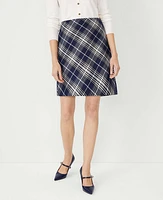 Ann Taylor Petite Plaid A-Line Skirt Pure Sapphire Women's