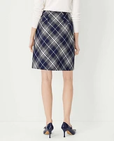 Ann Taylor Petite Plaid A-Line Skirt Pure Sapphire Women's