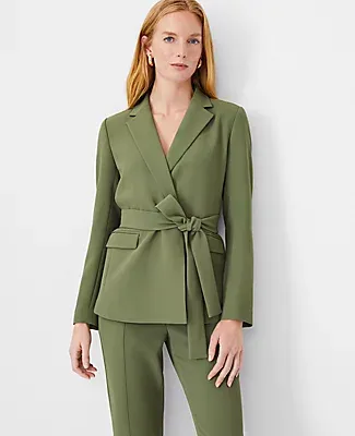 Ann Taylor The Belted Blazer Crepe