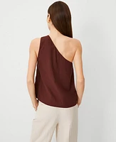 Ann Taylor Linen Blend One Shoulder Top Brown Stone Women's