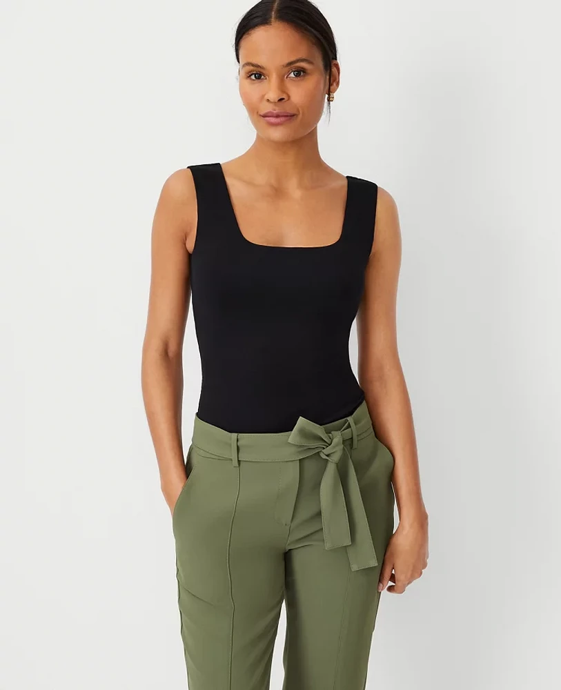 Ann Taylor Petite Refined Knit Square Neck Tank Top Black Women's