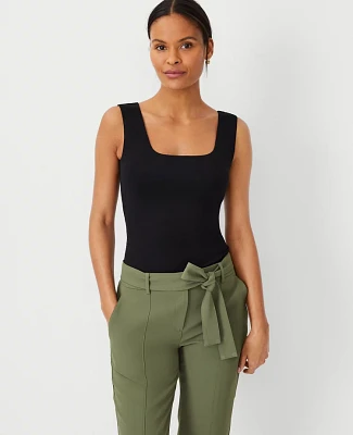 Ann Taylor Petite Refined Knit Square Neck Tank Top Black Women's