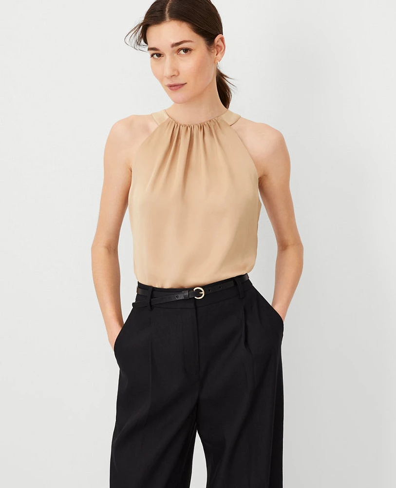 Ann Taylor Pleated Halter Top Baguette Women's