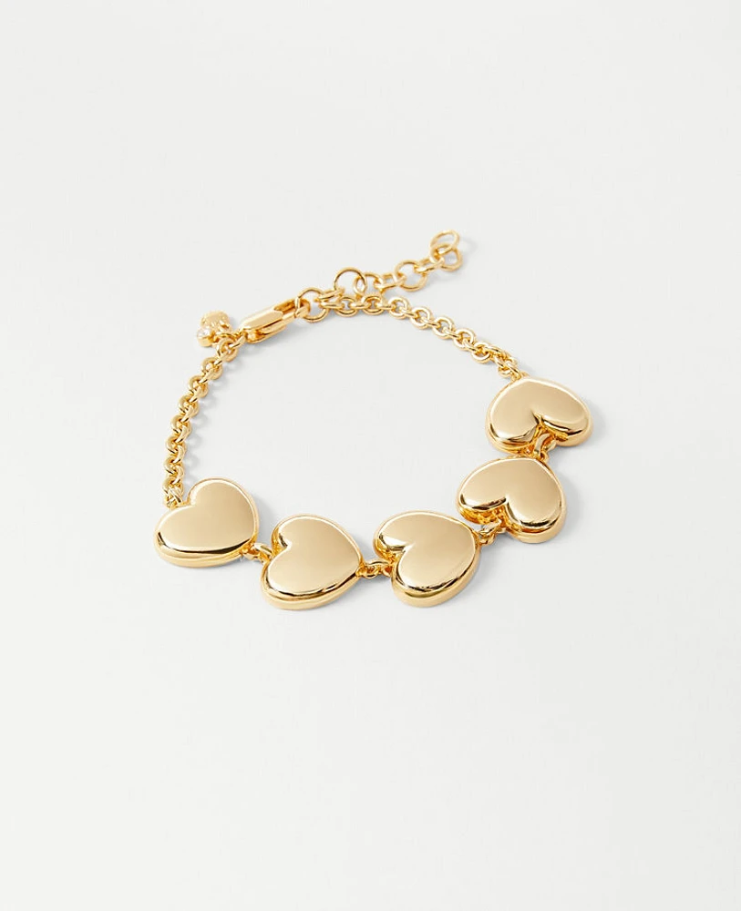 Ann Taylor Metal Heart Bracelet Goldtone Women's