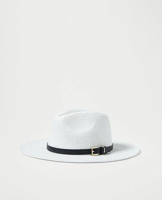 Ann Taylor Belted Straw Hat White Women's