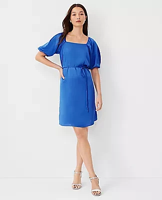 Ann Taylor Puff Sleeve Square Neck Dress
