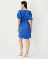 Ann Taylor Puff Sleeve Square Neck Dress Dazzling Blue Women's