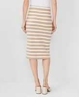 Ann Taylor Petite Stripe Sweater Pencil Skirt Tan/White Women's