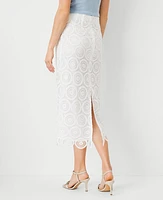 Ann Taylor Studio Collection Crochet Midi Pencil Skirt White Women's