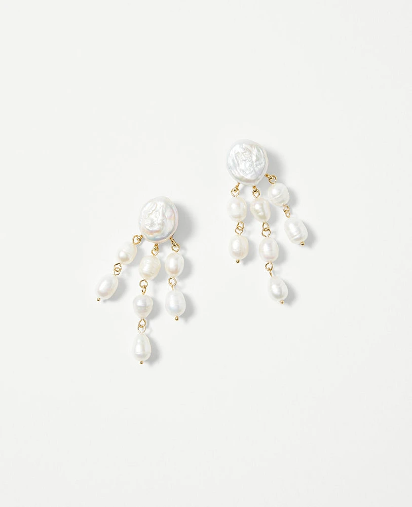 Ann Taylor Freshwater Pearl Cluster Dangle Earrings Ivory Women's