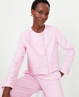 Ann Taylor The Petite Crew Neck Jacket Cross Weave Fragrant Lilac Women's