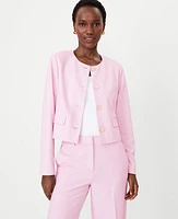 Ann Taylor The Petite Crew Neck Jacket Cross Weave Fragrant Lilac Women's