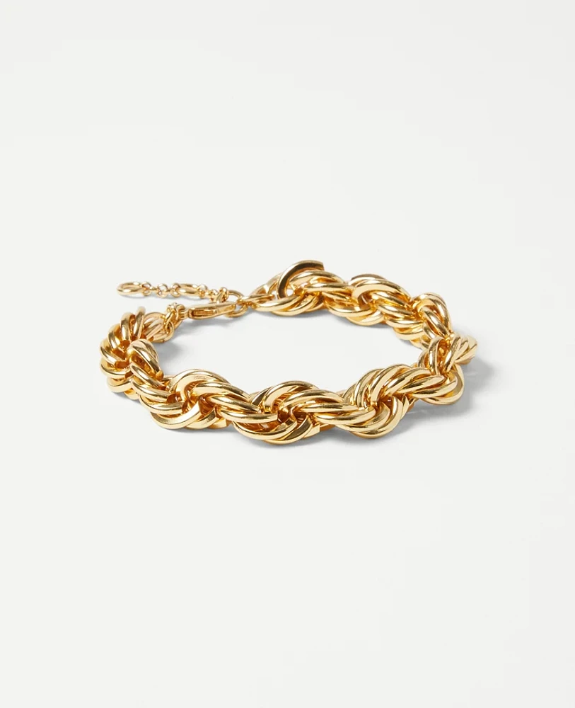 Ann Taylor Twisted Rope Chain Bracelet Goldtone Women's