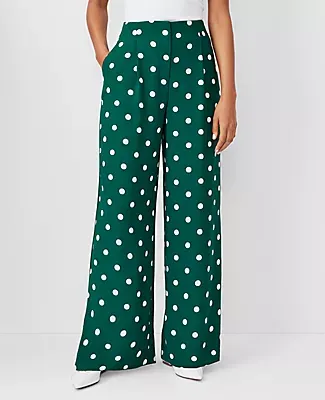 Ann Taylor The Pleated Wide Leg Pant Dotted Crepe