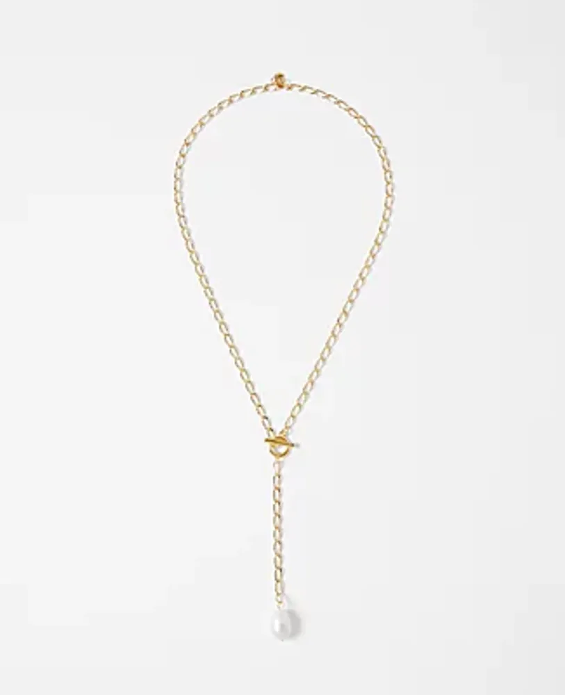Ann Taylor Pearlized Lariat Necklace