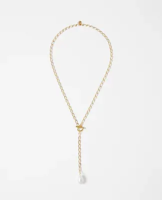 Ann Taylor Pearlized Lariat Necklace