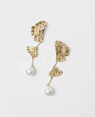 Ann Taylor Textured Metal Half Flower Triple Drop Earrings