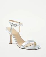 Ann Taylor Studio Collection Metallic Skinny Strap Sandals Silver Women's