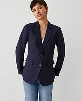 Ann Taylor The Petite Greenwich Blazer Linen Blend Night Sky Women's