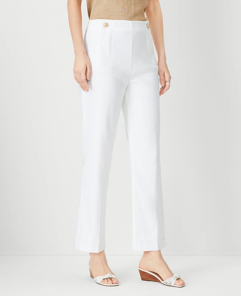 Ann Taylor The Pencil Sailor Pant Linen Twill White Women's