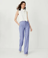 Ann Taylor The High Rise Trouser Pant Cross Weave Azurine Blue Women's