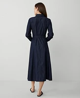 Ann Taylor Belted Midi Shirtdress Indigo Chambray Women's