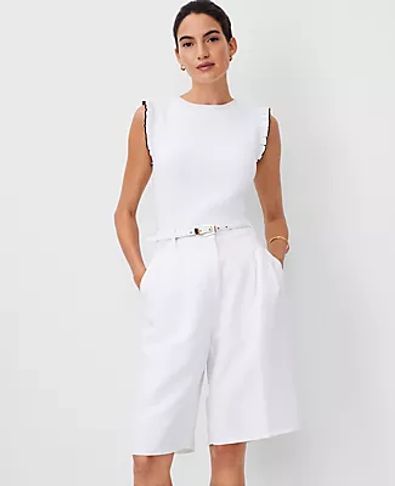 Ann Taylor Tipped Ruffle Trim Shell Top