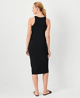 Ann Taylor Petite AT Weekend Ribbed Racerback Dress Size 2XS Black Women's