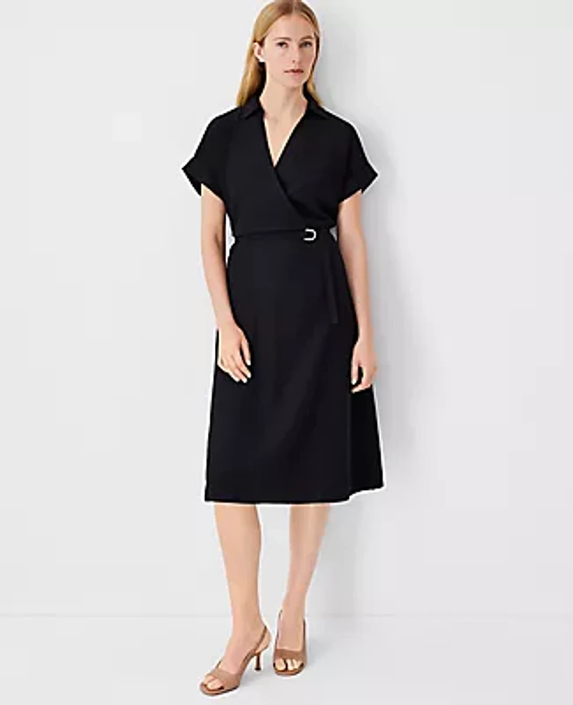 Ann Taylor Petite Crossover Collared Midi Shirtdress