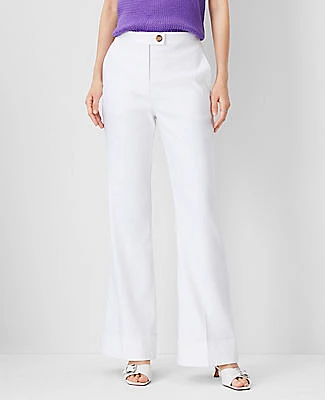 Ann Taylor The Petite Tab Waist Cuffed Trouser Pant Linen Twill