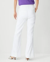 Ann Taylor The Petite Tab Waist Cuffed Trouser Pant in Linen Twill - Curvy Fit Size 0 White Women's