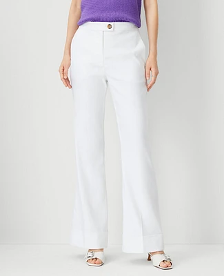 Ann Taylor The Petite Tab Waist Cuffed Trouser Pant in Linen Twill - Curvy Fit Size 0 White Women's