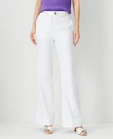 Ann Taylor The Petite Tab Waist Cuffed Trouser Pant in Linen Twill - Curvy Fit Size 0 White Women's