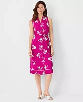 Ann Taylor Petite Floral Split Neck Midi Shirtdress