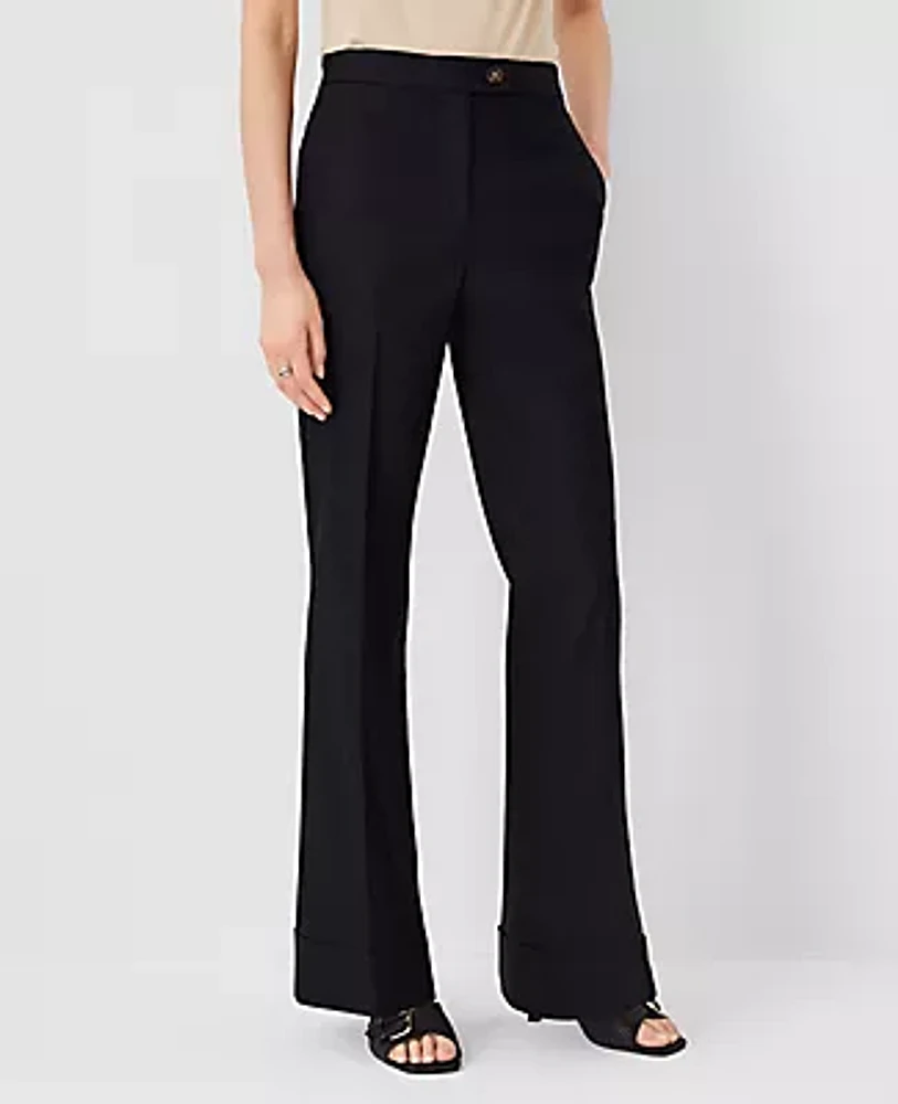 Ann Taylor The Petite Tab Waist Cuffed Trouser Pant Linen Twill