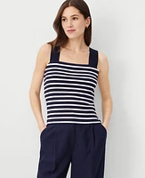 Ann Taylor Petite Side Button Tank Top White-Night Sky Women's