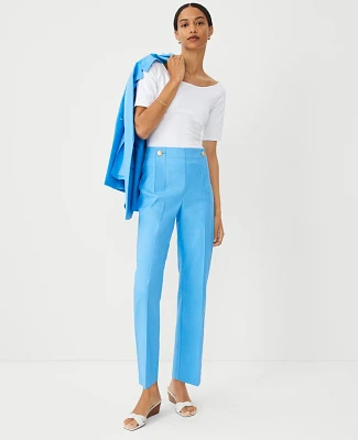 Ann Taylor The Petite Pencil Sailor Pant Linen Twill Cerulean Blue Women's