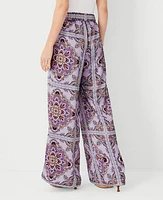 Ann Taylor The Petite Easy Palazzo Pant in Tiled Satin Size Small Lavender Latte Women's