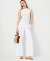 Ann Taylor The Petite Pleated Wide-Leg Pant White Women's