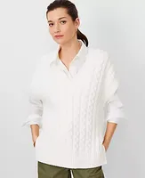 Ann Taylor Petite AT Weekend Mixed Stitch V-Neck Sweater