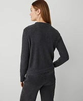 Ann Taylor Tuck Stitch Cardigan Heathered Onyx Women's