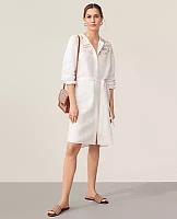 Ann Taylor Petite AT Weekend Eyelet Linen Blend Shirtdress