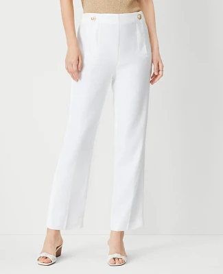 Ann Taylor The Pencil Sailor Pant in Linen Twill - Curvy Fit Size 14 White Women's