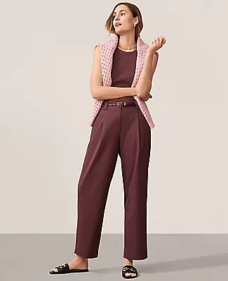 Ann Taylor Petite AT Weekend Relaxed Roll Cuff Straight Pants Twill