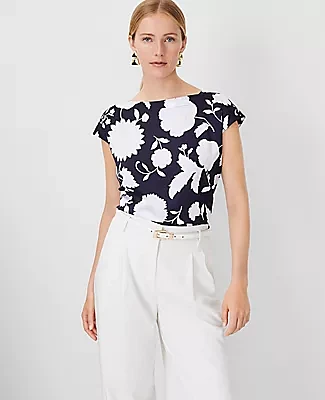 Ann Taylor Tall Floral Boatneck Top