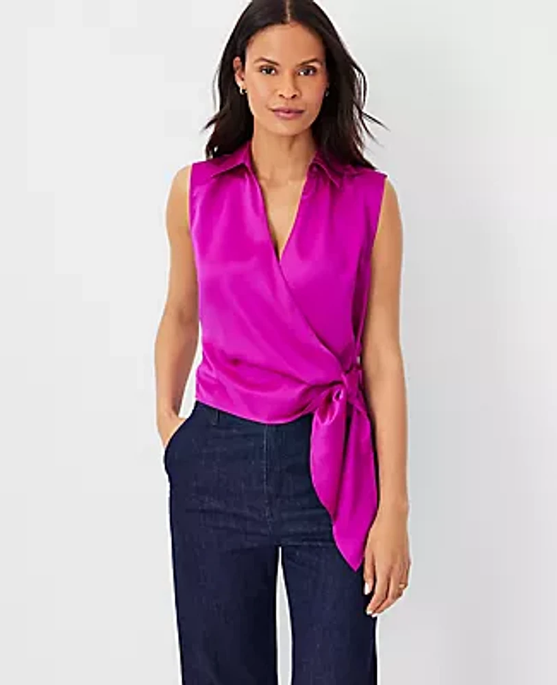 Ann Taylor Petite Side Tie Sleeveless Top