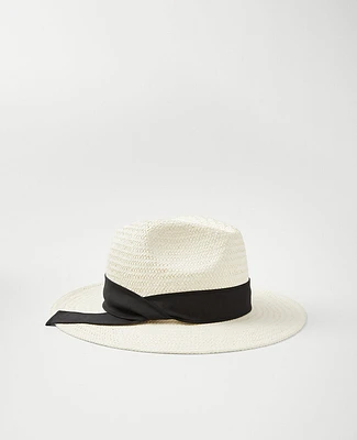 Ann Taylor Straw Ribbon Hat White Women's