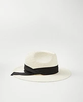 Ann Taylor Straw Ribbon Hat White Women's