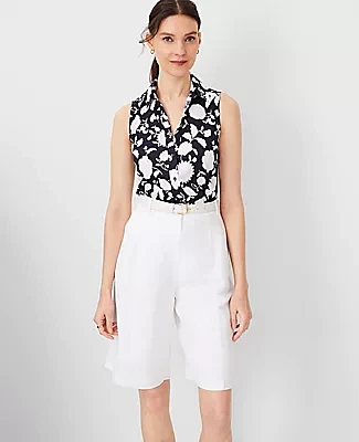 Ann Taylor Petite Floral Sleeveless Essential Shirt