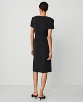 Ann Taylor Belted Button Midi Sheath Dress Black Women's